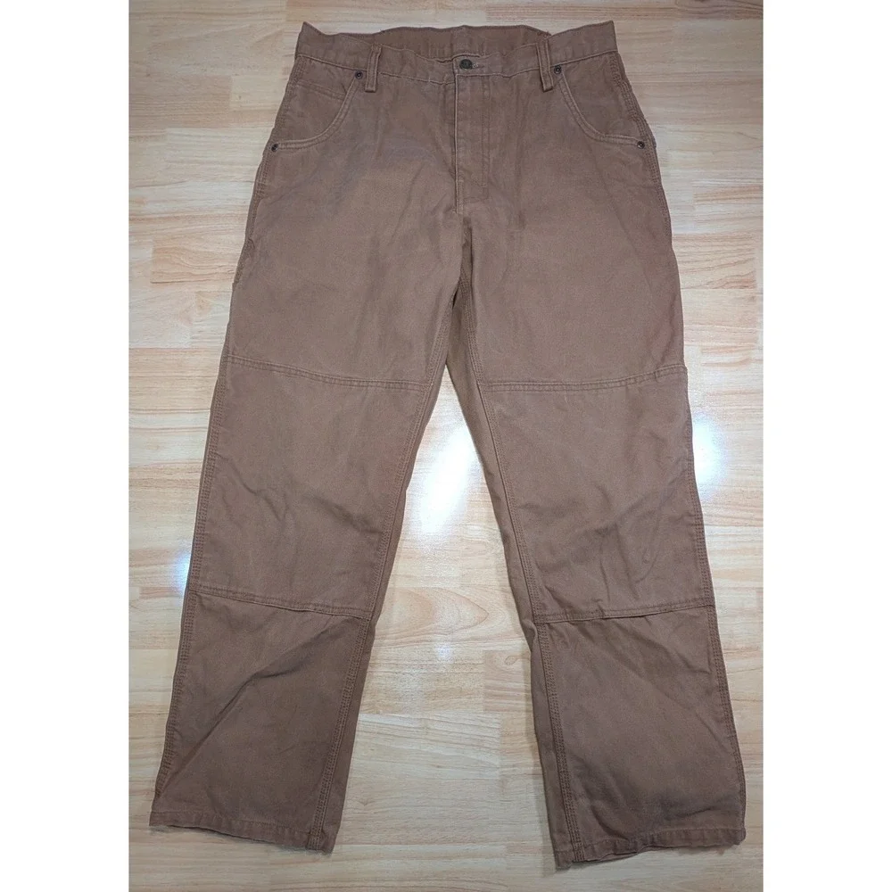 Key Mens Brown Double Knee Duck Canvas Carpenter Work Pants 34x30 453.28 Utility